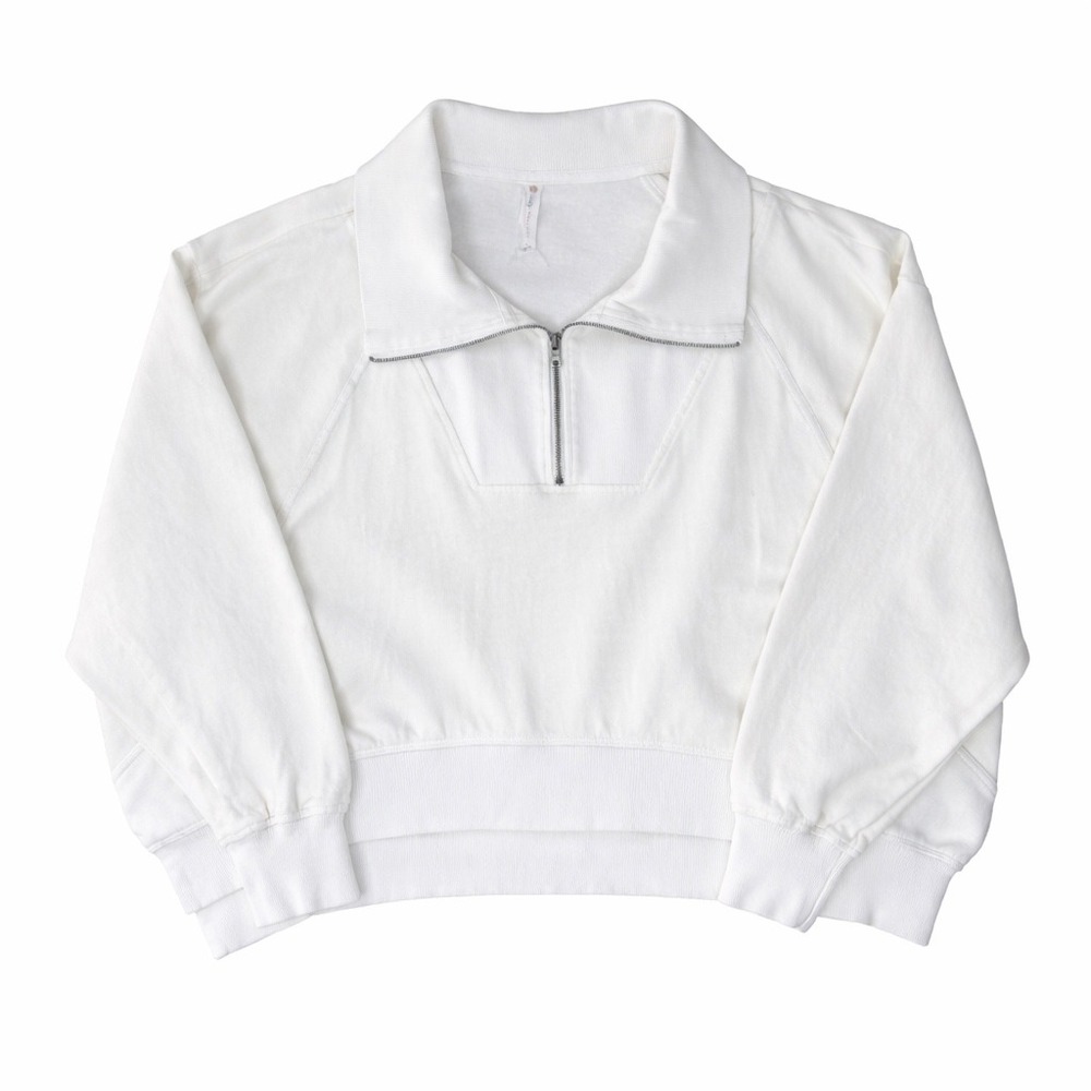 Daily Practice by Anthropologie White 1/4 Zip Cropped Sweatshirt Size L - Picture 4 of 7